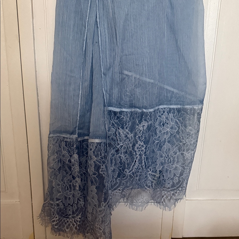 Light Blue Lace-Hem Women's Skirt